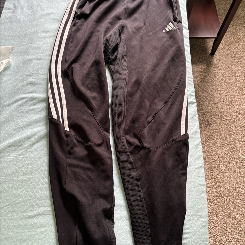 Adidas Black Joggers with White Accents